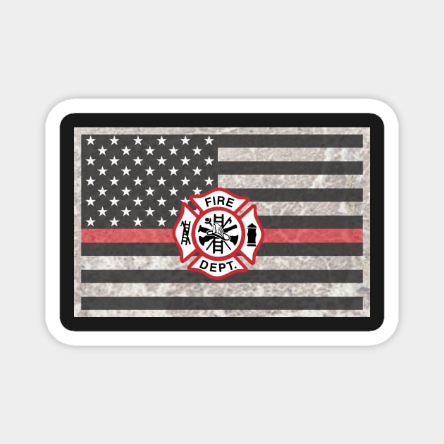 Firefighter Gifts, Thin Red Line Flag with Grunge Overlay Magnet by 3QuartersToday