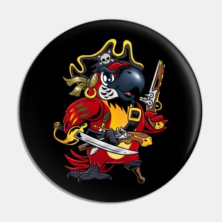 Fiery Buccaneer: Red Pirate Parrot Design Pin