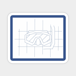 REVERSED GRID DRAWING OF A DIVE MASK white Magnet