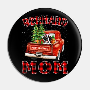 Christmas Bernard Mom Santa Hat Truck Tree Plaid Dog Mom Christmas Pin