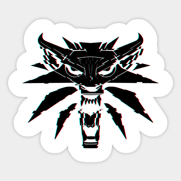 The Witcher 3 Logo Glitch Effect Black Witcher Sticker Teepublic