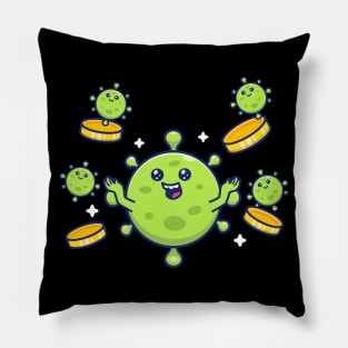 Cute virus with money 7 Pillow