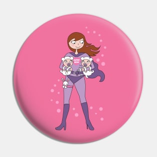 Supermom twins - brown hair Pin