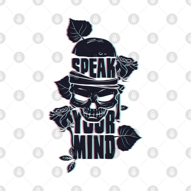 Speak Your Mind Glitch Skull by Karnefa Merch