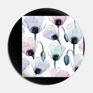 Seamless Watercolor Pattern With Transparent Poppy Flower Pin