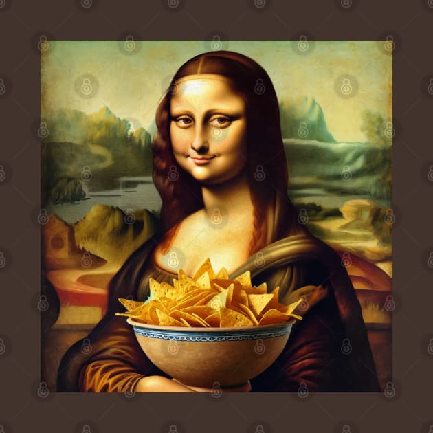 Mona Lisa Tortilla Chip Feast Tee - National Tortilla Chip Day by Edd Paint Something