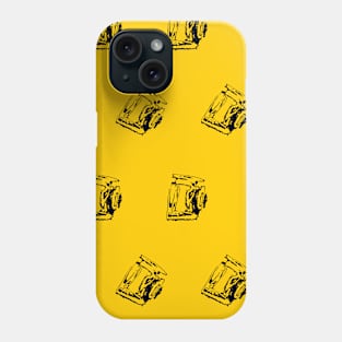 Black intricate fragments on a yellow surface. Phone Case