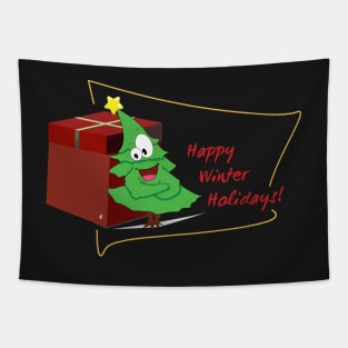 Happy Winter Holidays Greetings Tapestry