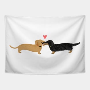 Dachshunds Love | Cute Wiener Dogs with Heart Tapestry