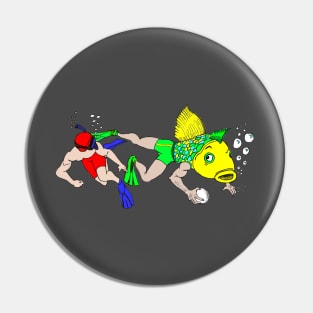 Underwater rugby - human fish Pin