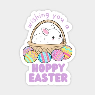 Wishing you a happy easter cute easter bunny in a basket Magnet