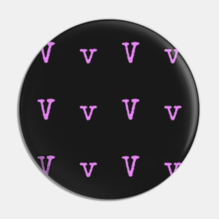 Pink Typewriter Letter V Pin