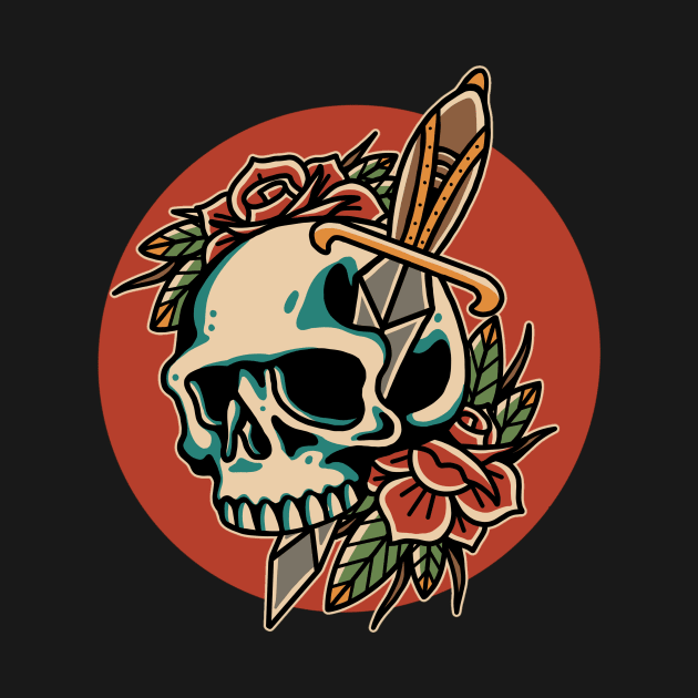 skull and roses by adillustration