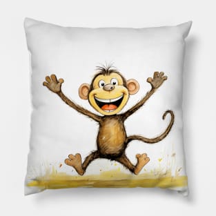 Cute Monkey Illustration Pillow