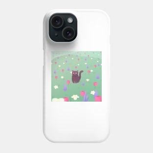 Cat in flower field Phone Case