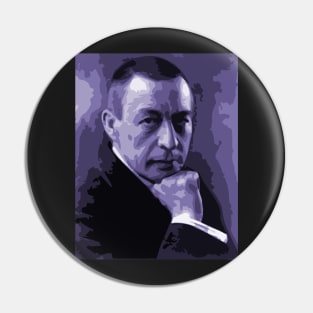 Sergei Rachmaninoff Vector Art Portrait Pin