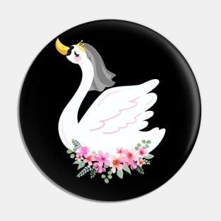 Getting Married Bride And Groom Animal Ducks Birds Swans Wedding Party Pin