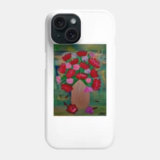 mixed carnations flowers in a metallic gold vase Phone Case