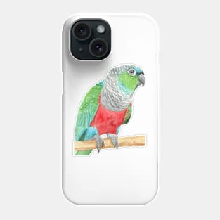 Crimson-bellied parakeet watercolor - conure painting bird portrait Phone Case