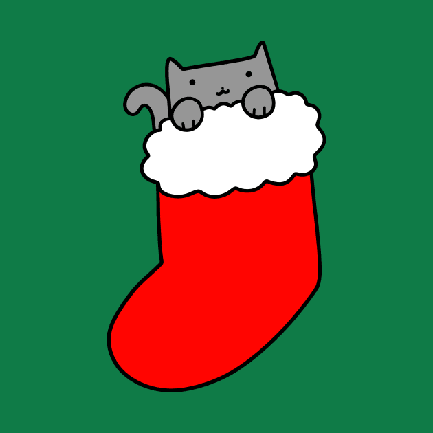 Gray Cat in Christmas Stocking by saradaboru