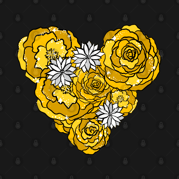 Yellow Heart of Roses and Daisies by VictoriaLehnard