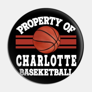 Proud Name Charlotte Graphic Property Vintage Basketball Pin