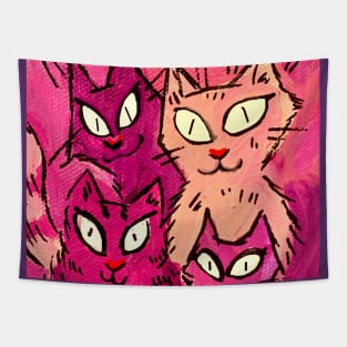 Painted Purple Cats Tapestry