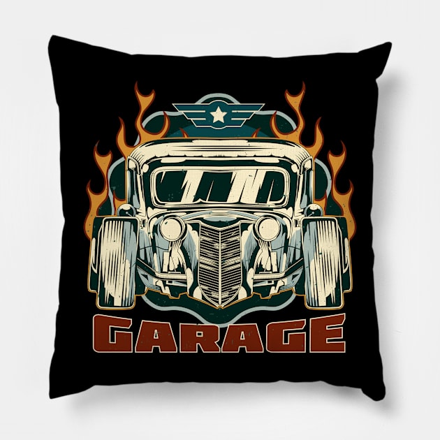 Classic car shirt vintage hot rod Pillow by Jose Luiz Filho