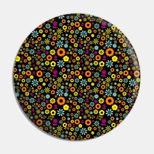 Flowers Spring Colors and Black Pattern v1 Pin