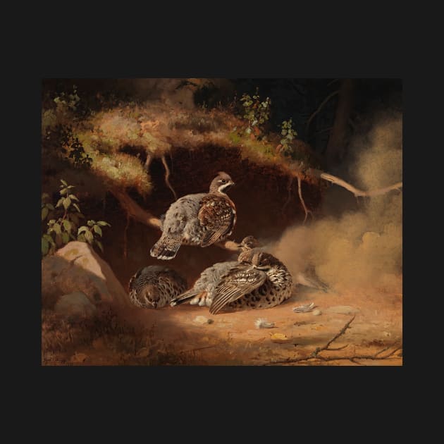 Hazel Grouse Wallowing In Sand by Ferdinand von Wright by Classic Art Stall