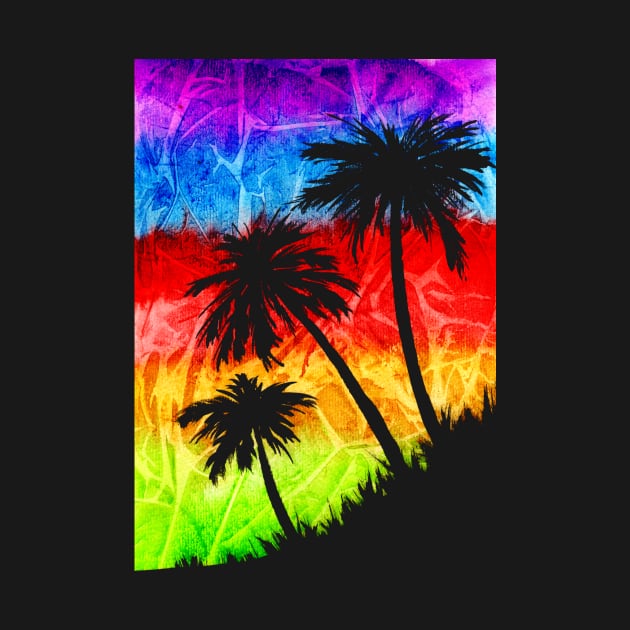 Rainbow Palm Trees Silhouettes by ZeichenbloQ