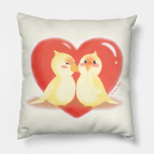 Lovebirds kiss Pillow