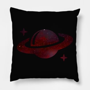 Red Galaxy Saturn Pillow