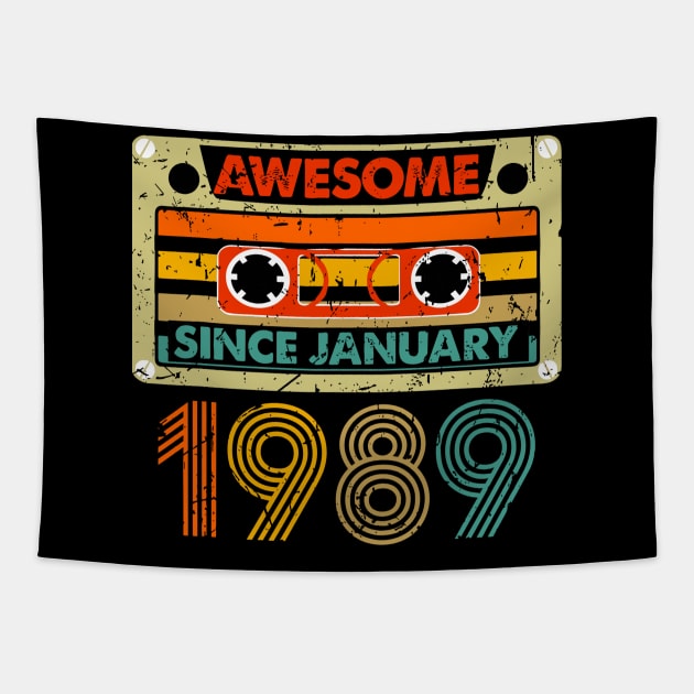 Awesome Since January 1989 35 Years Old 35th Birthday Tapestry by rhazi mode plagget