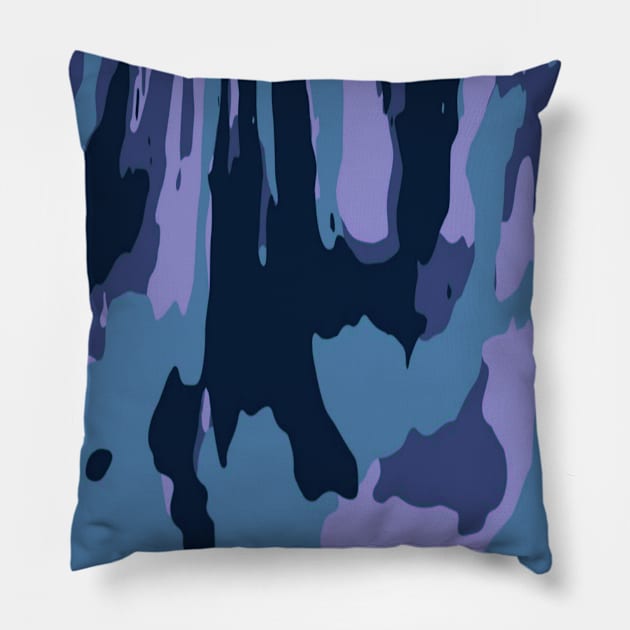 Blue Camouflage Camo Abstract Pillow by Moon Art