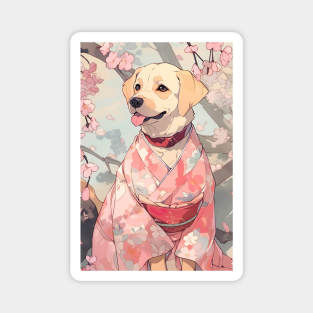 Cute Dog wearing a Kimono - Anime Wallpaper Magnet