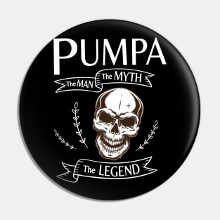 Pumpa The Man The Myth The Legend Happy Father Halloween Day Skeleton Lover Fans Pin