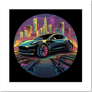 Tesla Model 3 (Performance) Blueprint - Art Print