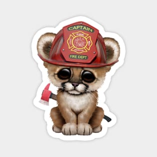 Cute Cougar Cub Firefighter Magnet