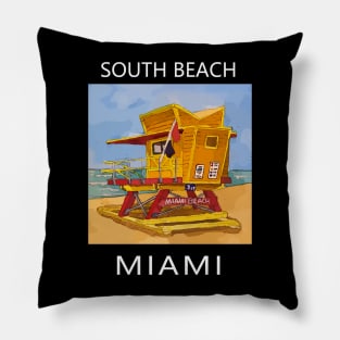 South Beach Lifeguard Tower in Miami Florida - Welshdesigns Pillow