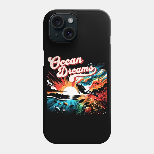 Ocean Dream Scuba Diver Design Phone Case by Miami Neon Designs