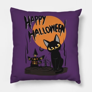 Halloween and cat Pillow