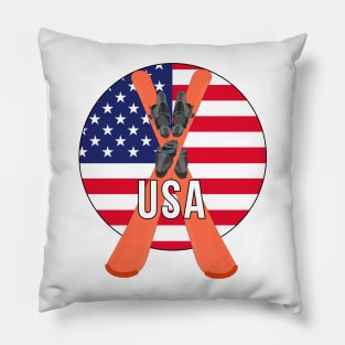 Cool Ski Flag of USA Pillow