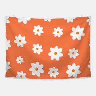 retro orange flowers print Tapestry