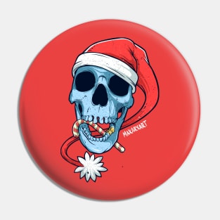 Merry Christmas Skull Pin