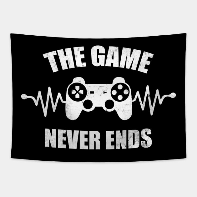 game never ends heartbeat controller gamer quote gaming Tapestry by jodotodesign