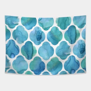 Turquoise Tile Pattern Tapestry