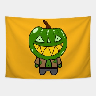 Green Zombie Pumpkin Man of Halloween Tapestry