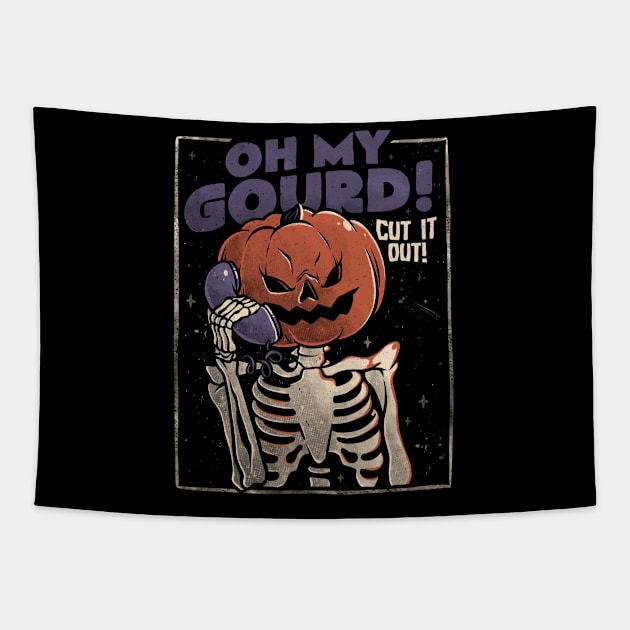 Oh My Gourd - Evil Halloween Pumpkin Skull Gift Tapestry by eduely