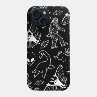 Cryptid Illustration Pattern- White Lines Phone Case